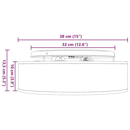 Taklampa med strålkastare Vit 38 x 38 x 13,5 cm tyg