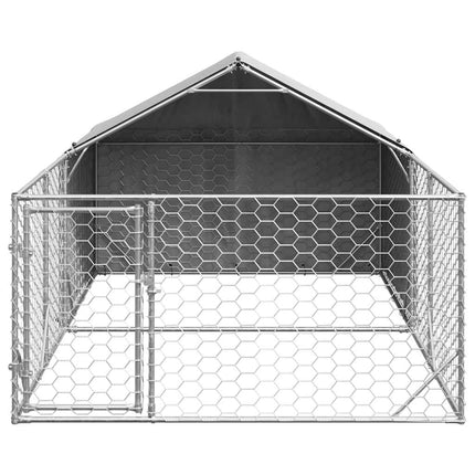 Hundkoja för utomhusbruk med gård 4x2x1,5 m galvaniserat stål