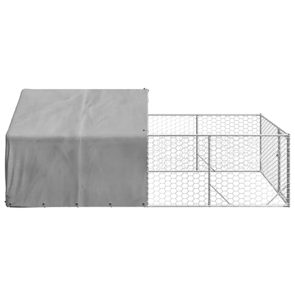 Hundkoja för utomhusbruk med gård 4x2x1,5 m galvaniserat stål