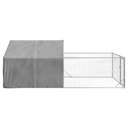 Hundkoja för utomhusbruk med gård 5x2x1,5 m galvaniserat stål
