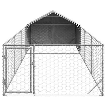 Hundkoja för utomhusbruk med gård 7x2x1,5 m galvaniserat stål