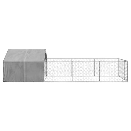 Hundkoja för utomhusbruk med gård 7x2x1,5 m galvaniserat stål