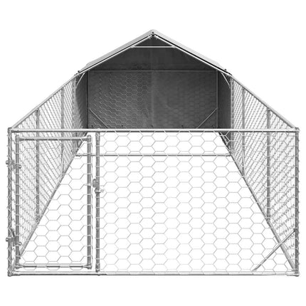 Hundkoja för utomhusbruk med gård 6x2x1,5 m galvaniserat stål