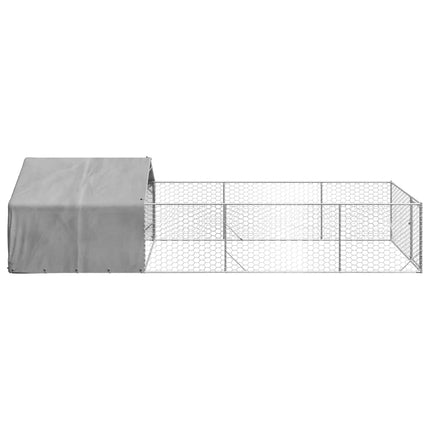 Hundkoja för utomhusbruk med gård 6x2x1,5 m galvaniserat stål