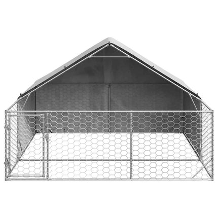 Hundkoja för utomhusbruk med gård 3x3x1,9 m galvaniserat stål