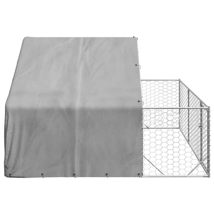 Hundkoja för utomhusbruk med gård 3x3x1,9 m galvaniserat stål