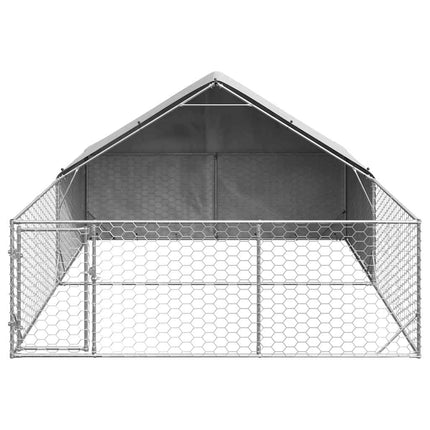 Hundkoja för utomhusbruk med gård 4x3x1,9 m galvaniserat stål