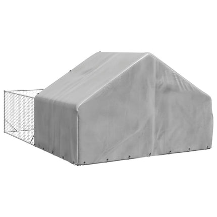 Hundkoja för utomhusbruk med gård 4x3x1,9 m galvaniserat stål