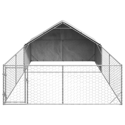 Hundkoja för utomhusbruk med gård 6x3x1,9 m galvaniserat stål