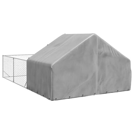 Hundkoja för utomhusbruk med gård 6x3x1,9 m galvaniserat stål