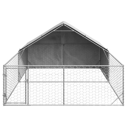 Hundkoja för utomhusbruk med gård 5x3x1,9 m galvaniserat stål