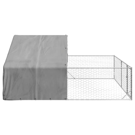 Hundkoja för utomhusbruk med gård 5x3x1,9 m galvaniserat stål
