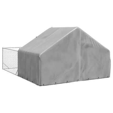 Hundkoja för utomhusbruk med gård 5x3x1,9 m galvaniserat stål
