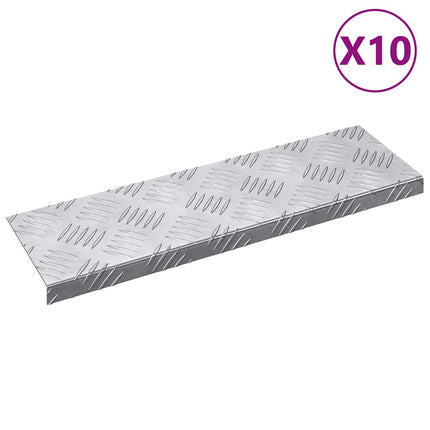 Trappsteg 10 st 60 x 18 x 2,5 cm Silver Aluminium Rektangulär