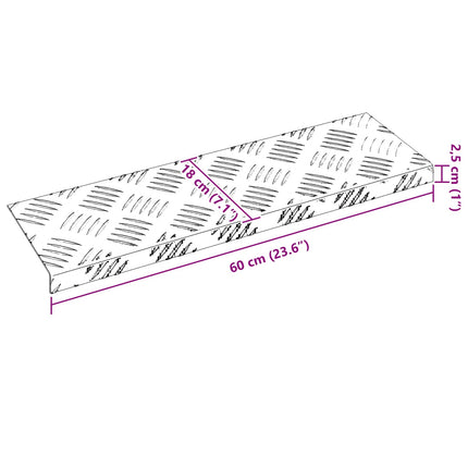 Trappsteg Rektangulär 15 pcs Silver 60 x 18 x 2,5 cm Aluminium