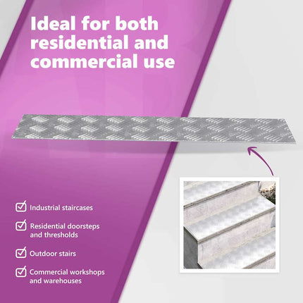 Trappsteg 2 st 80 x 20 cm Silver Aluminium Rektangulär