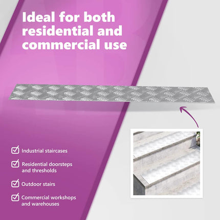 Trappsteg 4 st 90 x 20 cm Silver Aluminium Rektangulär