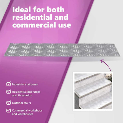 Trappsteg 4 st 75 x 25 cm Silver Aluminium Rektangulär
