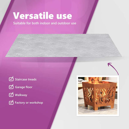 Trappsteg 4 st 50 x 40 cm Silver Aluminium Rektangulär
