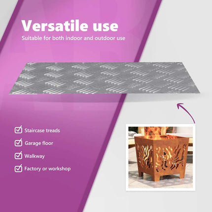 Trappsteg 2 st 60 x 40 cm Silver Aluminium Rektangulär