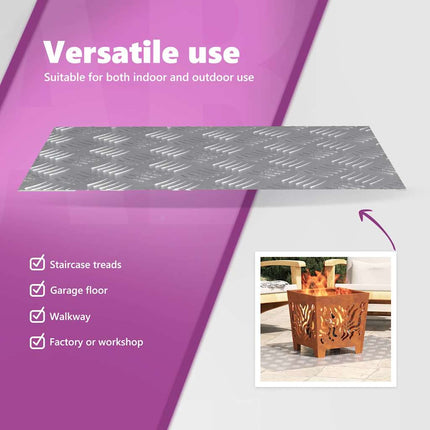 Trappsteg 4 st 60 x 40 cm Silver Aluminium Rektangulär