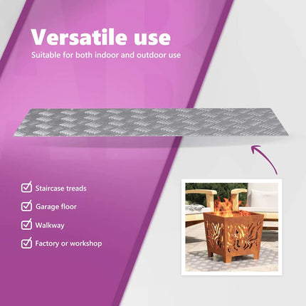 Trappsteg 2 st 100 x 40 cm Silver Aluminium Rektangulär