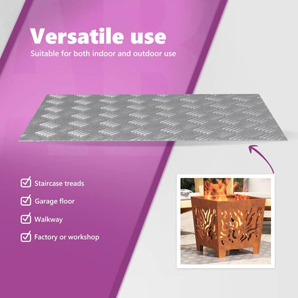 Trappsteg 4 st 70 x 50 cm Silver Aluminium Rektangulär