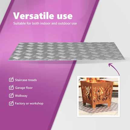 Trappsteg 2 st 80 x 50 cm Silver Aluminium Rektangulär