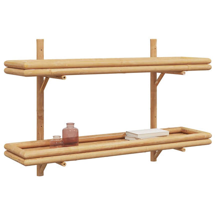 Vägg hylla med hylla Väggmonterad Brun 100 x 26 x 60 cm Bambu