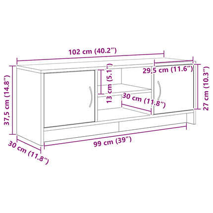 TV-skåp svart ek 102x30x37,5 cm konstruerat trä