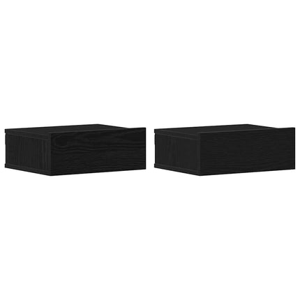 Flytande nattduksbord 2 st svart ek 40x32x15 cm konstruerat trä