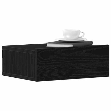 Flytande nattduksbord 2 st svart ek 40x32x15 cm konstruerat trä