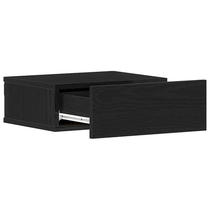 Flytande nattduksbord 2 st svart ek 40x32x15 cm konstruerat trä