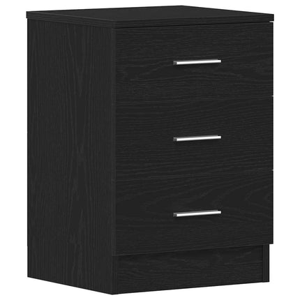 Sängbord 2 st svart ek 38x35x55 cm konstruerat trä