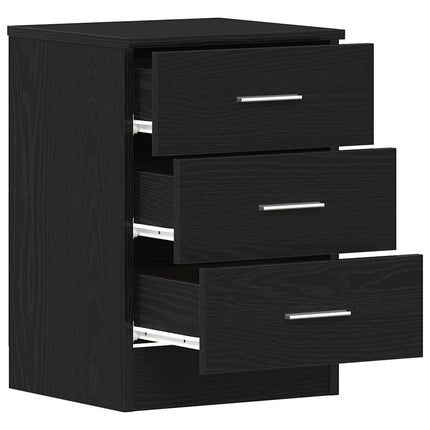 Sängbord 2 st svart ek 38x35x55 cm konstruerat trä