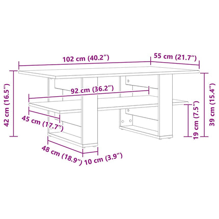 Kaffeebord Svart Ek 102 x 55 x 42 cm Konstruerat trä