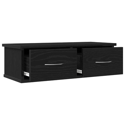 Väggskåp med låda Svart Ek 60 x 26 x 18,5 cm Konstruerat trä