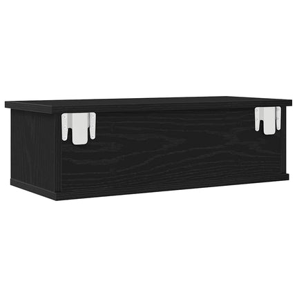 Väggskåp med låda Svart Ek 60 x 26 x 18,5 cm Konstruerat trä