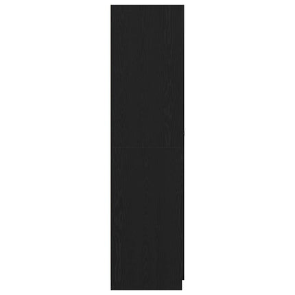 Garderob med lagring Svart Ek 90 x 52 x 200 cm Konstruerat trä
