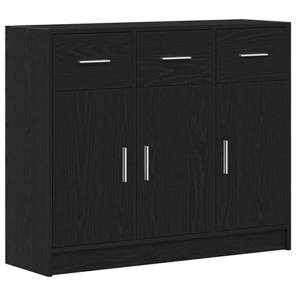 Skänk svart ek 91x28x75 cm konstruerat trä