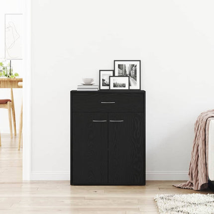 Sideboard med låda Svart Ek 60 x 30 x 75 cm Konstruerat trä