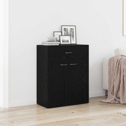 Sideboard med låda Svart Ek 60 x 30 x 75 cm Konstruerat trä
