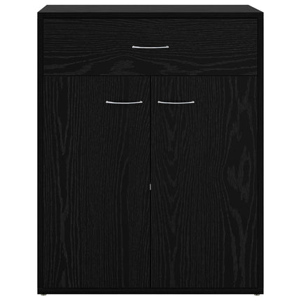 Sideboard med låda Svart Ek 60 x 30 x 75 cm Konstruerat trä