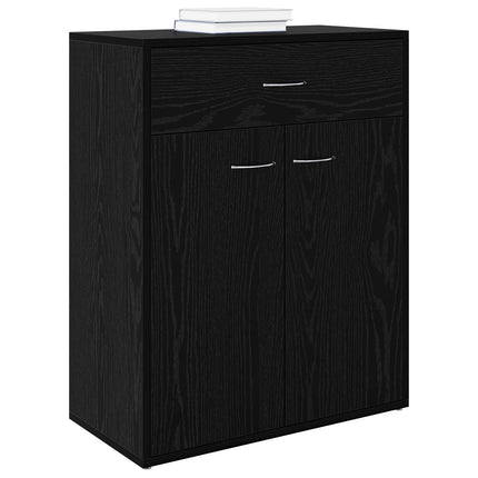 Sideboard med låda Svart Ek 60 x 30 x 75 cm Konstruerat trä
