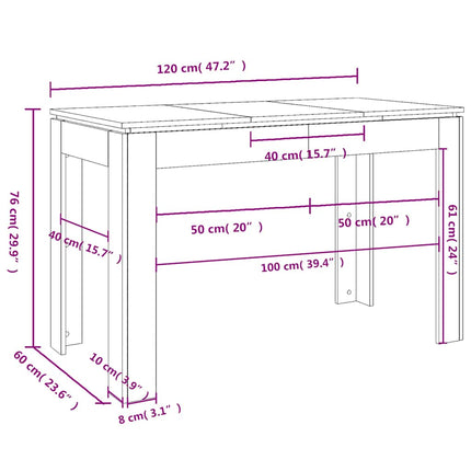 Matbord svart ek 120x60x76 cm konstruerat trä
