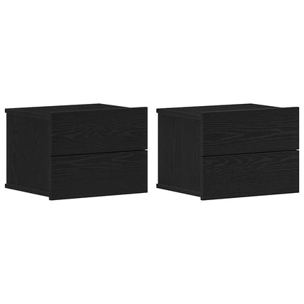 Nattduksbord 2 pcs Svart Ek 40 x 30 x 30 cm Konstruerat trä
