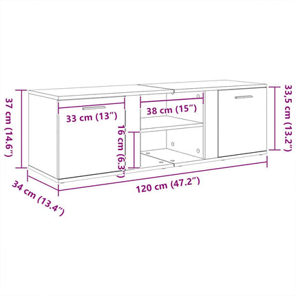TV-skåp svart ek 120x34x37 cm konstruerat trä