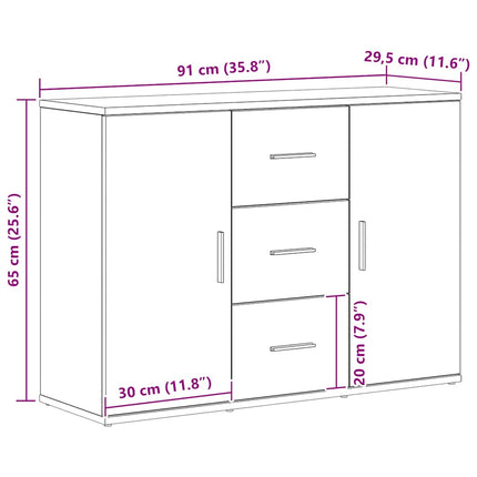 Skänk svart ek 91x29,5x65 cm konstruerat trä