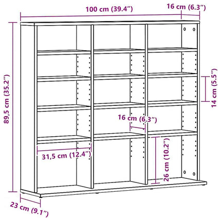 CD-bänk svart ek 100x23x89,5 cm konstruerat trä