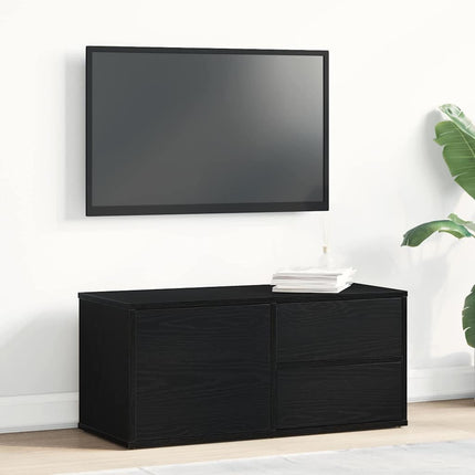 TV-skåp med låda Svart Ek 80 x 34 x 36 cm Konstruerat trä
